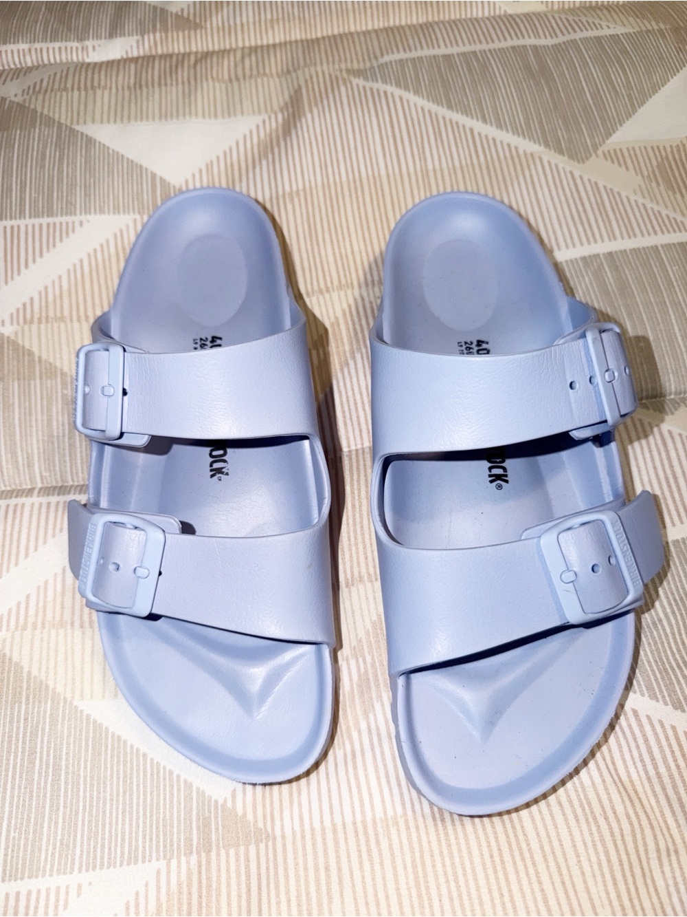 Birkenstock Light Blue Double Buckle Slide Sandals